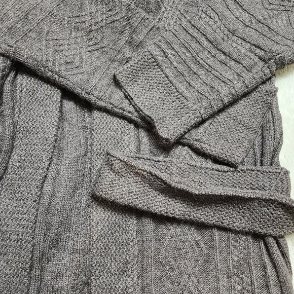 SIZE M Kit cardigan cable knit open face with tie grey-brown color VICI NWT - Picture 7 of 13
